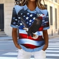 thumbnail image 5 of Vetsdori Women's 4th of July T Shirts Summer Short Sleeve Pullover American Red White and Blue , Casual Fashion Independence Day Red White and Blue Tops for Junior Graphic, 5 of 7
