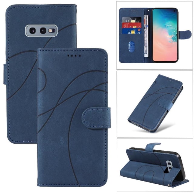 Étui Rabattable pour FOXDOCK Samsung Galaxy S10E avec Fentes pour Cartes et Fonction Support en Cuir Toucher Peau