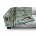 thumbnail image 3 of Retro Soft Flannel Fleece Blanket, Old Gate and Curtain Composition on Checkered Floor Digital Computer Graphics, Cozy Plush for Indoor and Outdoor Use, 50" x 70", Teal Brown White, by Ambesonne, 3 of 6