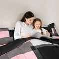 thumbnail image 5 of Feelyou Geometric Anstract Bedding Comforter Set for Adult, Pink Grey Square Twin Comforter Sets, Modern Fashion Reversible Bedding Set, Luxury Bedroom Decor, 2 Pieces, 5 of 8