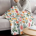 thumbnail image 3 of Summer Fruits Blanket Soft Cozy Warm Twin Blanket for Bed, Plush Fuzzy Flannel Fleece Blankets for Sofa, Orange Peach Green Botanical Spring Throw Blankets for Couch, Gifts for Men, 60"x80", 3 of 9