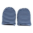thumbnail image 2 of Pantuflas de viaje portátiles, plegables, reutilizables, de algodón suave, antideslizantes para interiores (rayas azules para hombre), 2 of 14