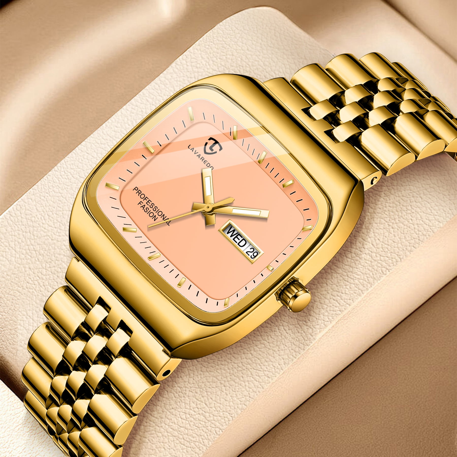 Watch for Men Luxury Casual Man Watches Waterproof Quartz Watch with Stainless Steel Strap,Rectangular Dial, Luminous Hands Birthday Gift for Men