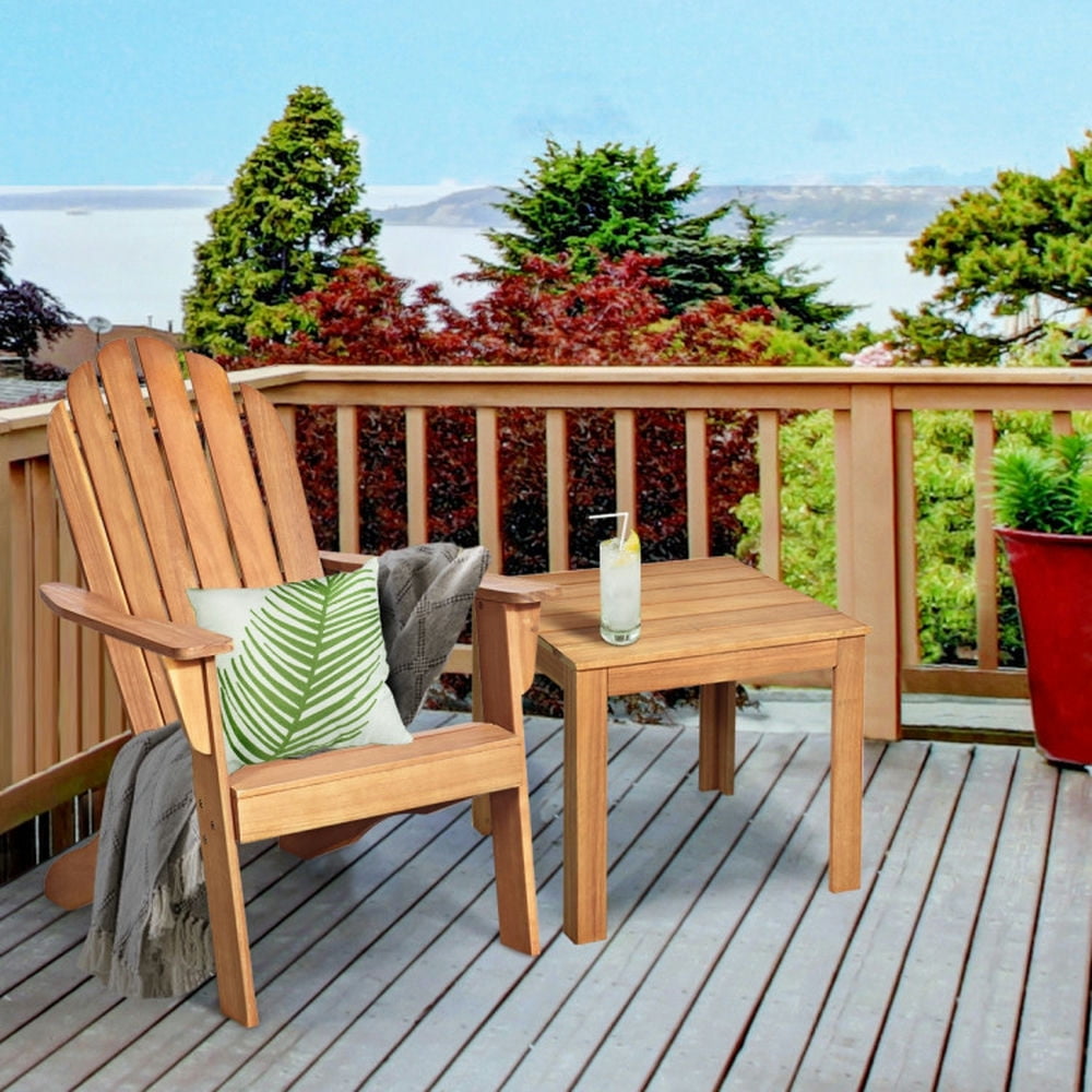 Aimee Lii Acacia Wood Outdoor Adirondack Chair with Ergonomic Design, Outdoor Patio Furniture for Balcony Porch Backyard, Sturdy -Natural