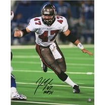 John Lynch Tampa Bay Buccaneers Autographed 16" x 20" Rushing Passer Photograph with "HOF 2021" Inscription - Fanatics Authentic Certified