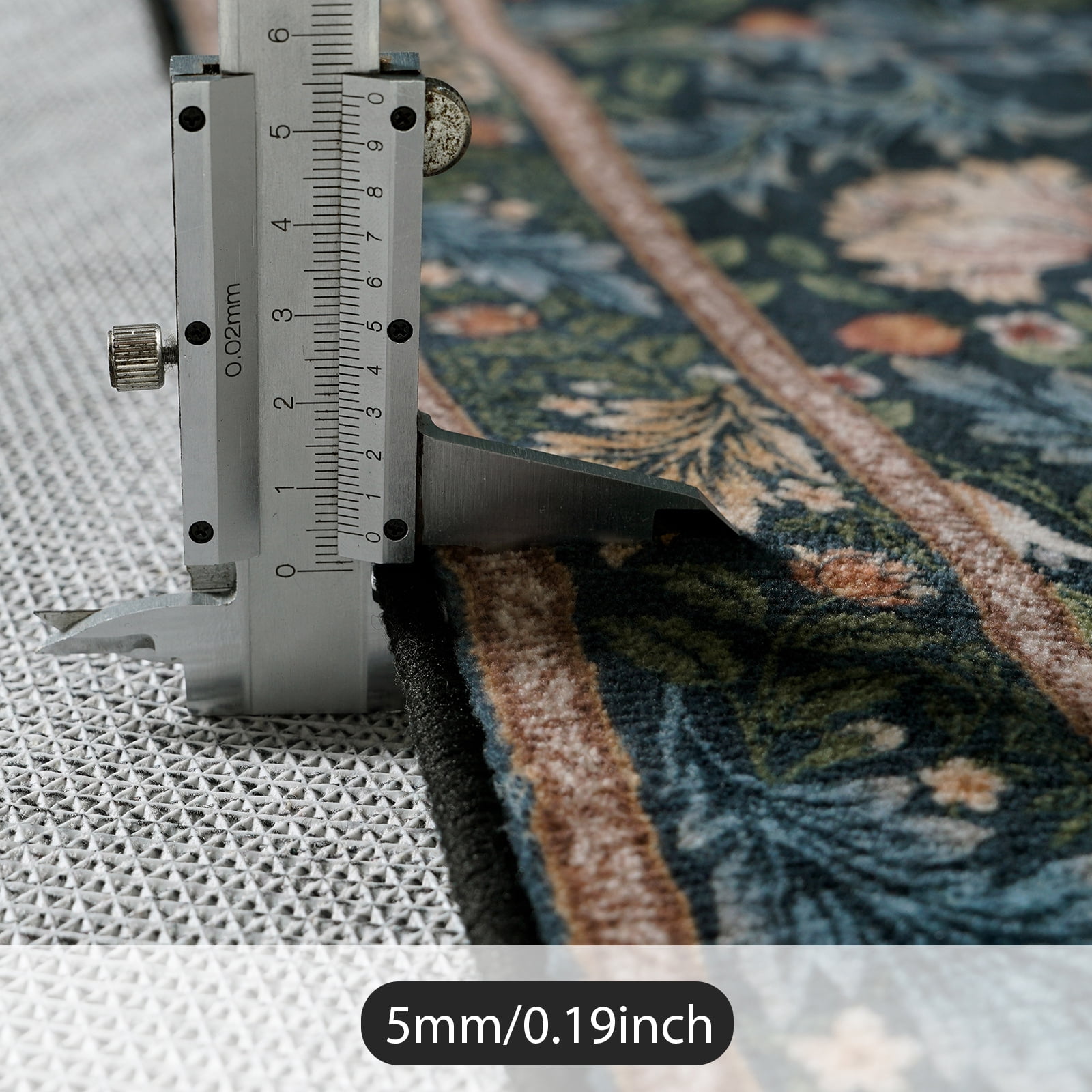 Lahome Non-Slip Washable 8x10 Area Rug, Boho Floral Vintage Low-Pile Carpet for Living Room Bedroom Dining Room and Office, Soft Indoor Mat in Dark Green/Black