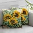 thumbnail image 3 of Acheng Watercolor Sunflower Throw Pillow Cover, Eucalyptus Leaves Summer Holiday Party Cushion Case for Sofa Couch Set of 2 22x22in, 3 of 7