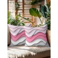thumbnail image 2 of Outdoor Pillows Waterproof, Pink Grey Ombre Bedding Throw Pillows with Insert for Couch Sofa Bed, Modern Abstract Moire Art Geometric 16x16 Inch Pillowcases Decorative Camping Patio Pillow Set of 2, 2 of 8