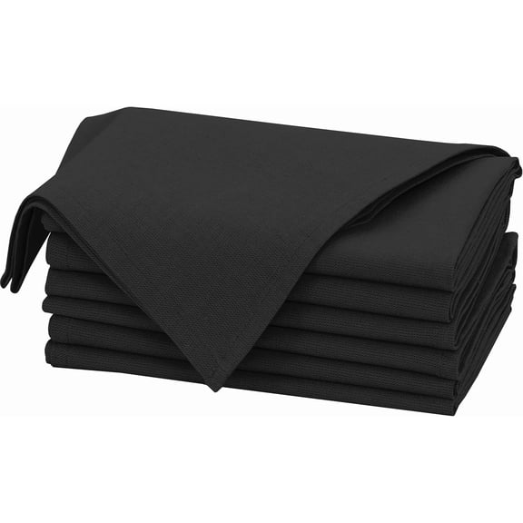 OWNTIDE Linen Napkins Set of 6, 18x18 Cloth Napkins, Cotton Linen Blend Napkins Cloth Washable, Soft, Reusable Dinner Napkins for Wedding, Parties, Christmas, Thanksgiving, Everyday Use - Black
