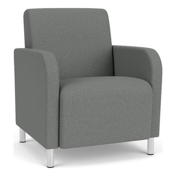 Siena Lounge Reception Waiting Guest Chair / Brushed Steel Legs / Light Gray