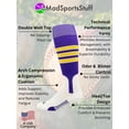 thumbnail image 2 of MadSportsStuff 3-Stripe Baseball & Softball Stirrup Socks - Purple/Gold/White, Medium, 2 of 2