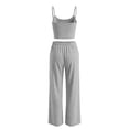 thumbnail image 6 of Women's Ribbed Tank Top and Oversized Wide Leg Pants Set, Soft Casual Loungewear Two Piece Outfit with Drawstring Waist, Relaxed Lazy Style Home Wear Suit for Daily Lounge and Casual Wear Light Ashy, 6 of 7