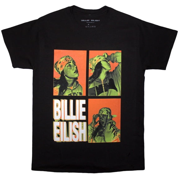 Billie Eilish Unisex T-Shirt 3 Photo Logo (Black) (X-Large)