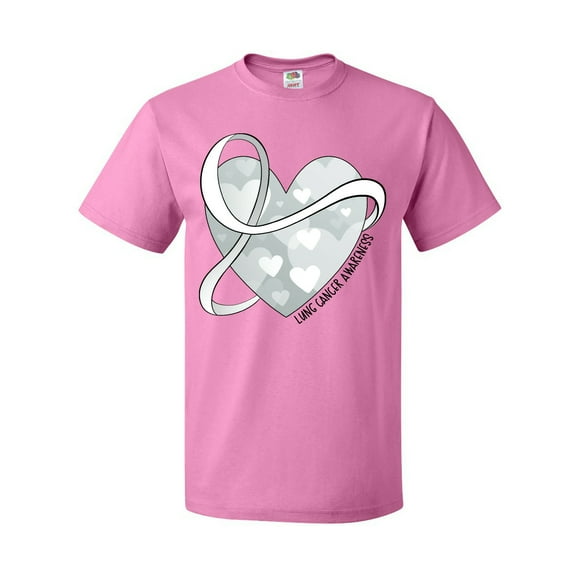 Inktastic Lung Cancer Awareness White Ribbon Around Heart T-Shirt