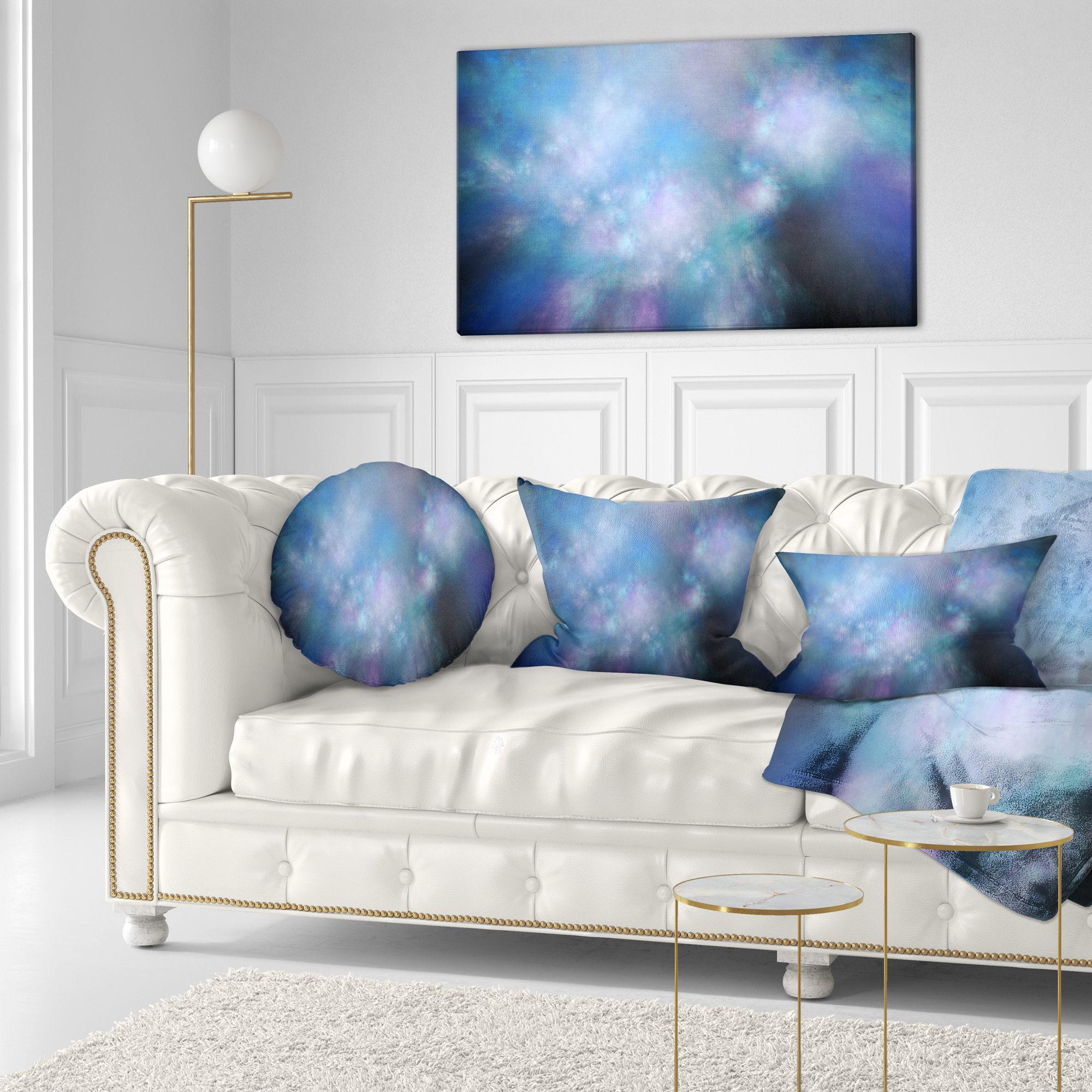 Designart Perfect Light Blue Starry Sky - Abstract Throw Pillow - 12x20