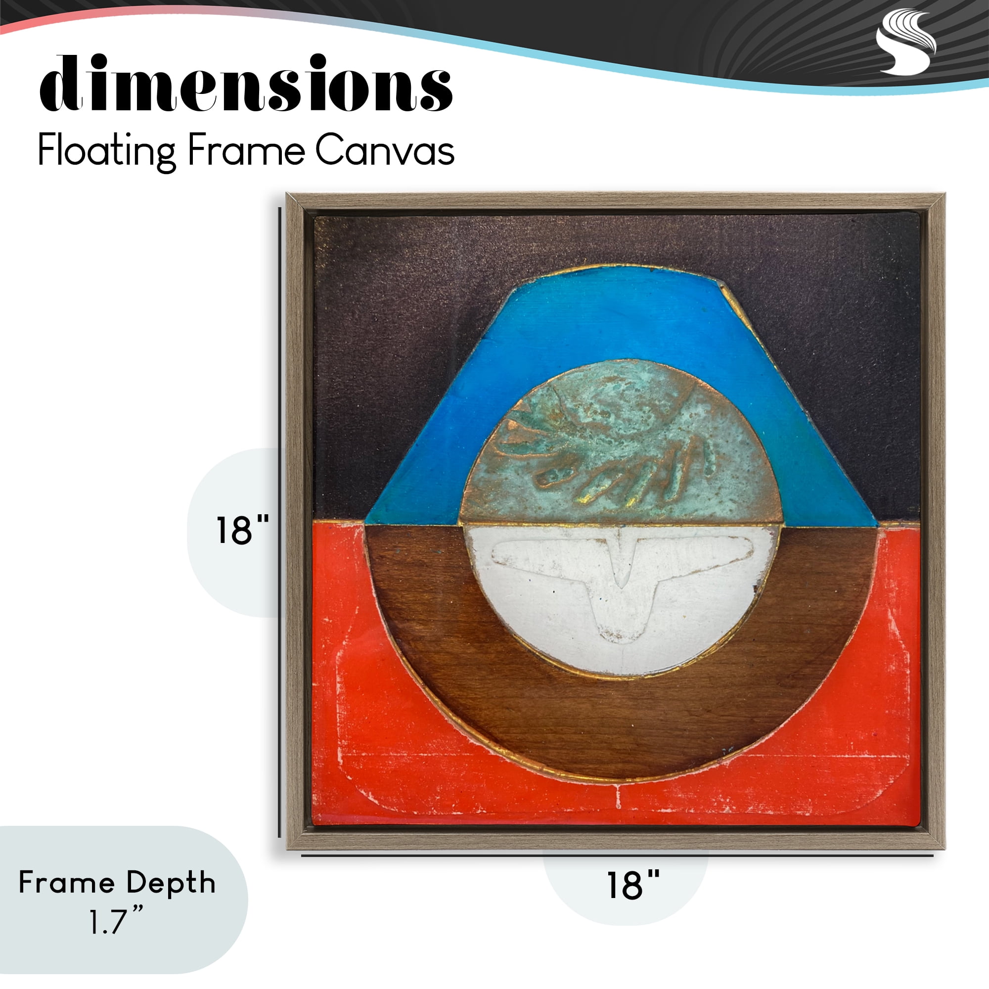 Stupell Industries Round Rustic Symmetry Brown Framed Floater Canvas Wall Art, design by Matthew Finger