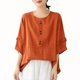 thumbnail image 1 of V Cuello Blusas para las Mujeres, de Moda Retro Bordado Cuello Redondo Cinco Cuartos de Manga para el Uso Casual, 1 of 9