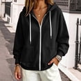 thumbnail image 5 of SYwaren Women's Casual Full Zip Hoodie Long Sleeve Loose Oversized Solid Color Hooded Sweatshirt Jacket with Pockets Trendy Stylish, 5 of 6
