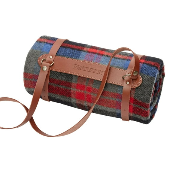 Pendleton Motor Robe Brookings Plaid Throw with Leather Carrier