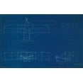 thumbnail image 2 of Anonymous 32x22 Black Ornate Wood Framed with Double Matting Museum Art Print Titled - Wright Brothers Plane,Blueprint, 2 of 4