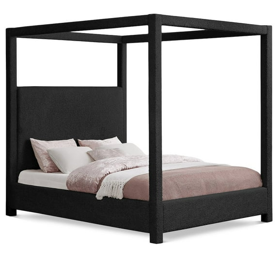 Meridian Furniture Eden Contemporary Boucle Fabric Queen Bed in Black