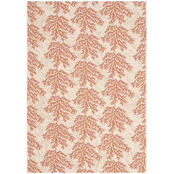 Safavieh Courtyard Fionntan Botanical Indoor/Outdoor Area Rug, Beige/Terracotta, 4' x 5'7"