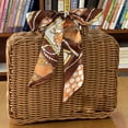 thumbnail image 3 of Handwoven Basket Rattan Box Suitcase Storage Basket Plastic Imitation Rattan Weave Rectangular Woven Shelf Baskets for Decoration  Picnic  Groceries and Toy Storage, 3 of 9
