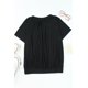 thumbnail image 2 of ABPHQTO Top de manga corta fruncido con cuello en V negro para mujer, 2 of 5
