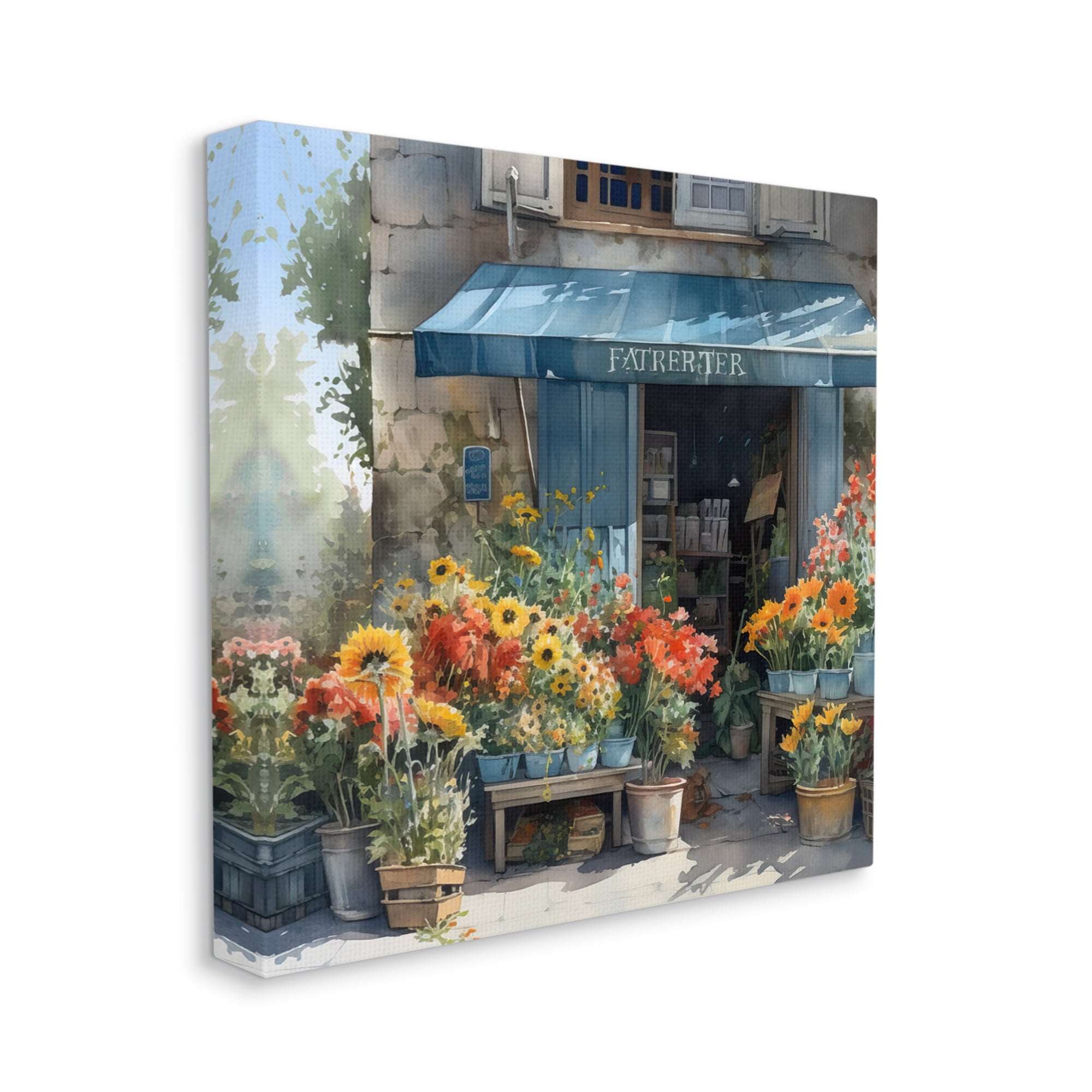 Stupell Industries Village Flower Shop Botanical & Floral Painting Gallery Wrapped Canvas Print Wall Art, 36 x 36