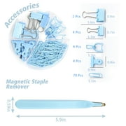 Blue Office Supplies, Desk Organizers and Accessories Office Supplies with Stapler, Tape Dispenser, Staple Remover, Staples, Clips, Hole Punch and Tabs