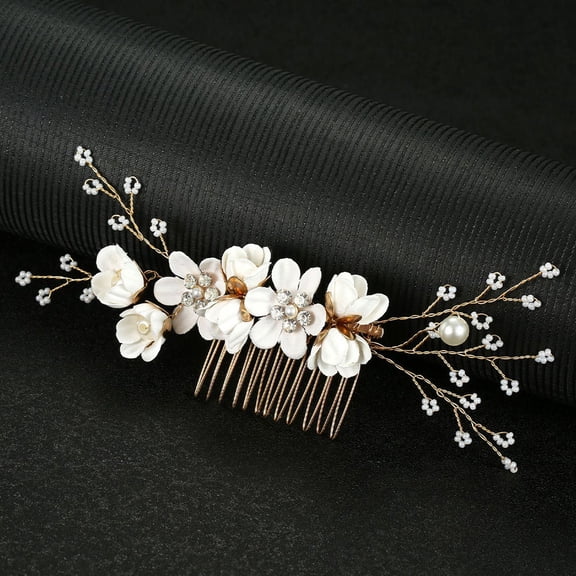 EXHUMKY 2pcs Wedding Hair Pieces for Women Rhinestone Flower Hair Comb Decoration for Special Occasions