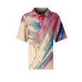 thumbnail image 4 of Summer Polo Shirts for Women Waffle Vintage Texture Abstract Oil Painting Print Golf Shirts for Women Short Sleeve Button Down Collar Fashion Clothing Blouse Pink S, 4 of 5