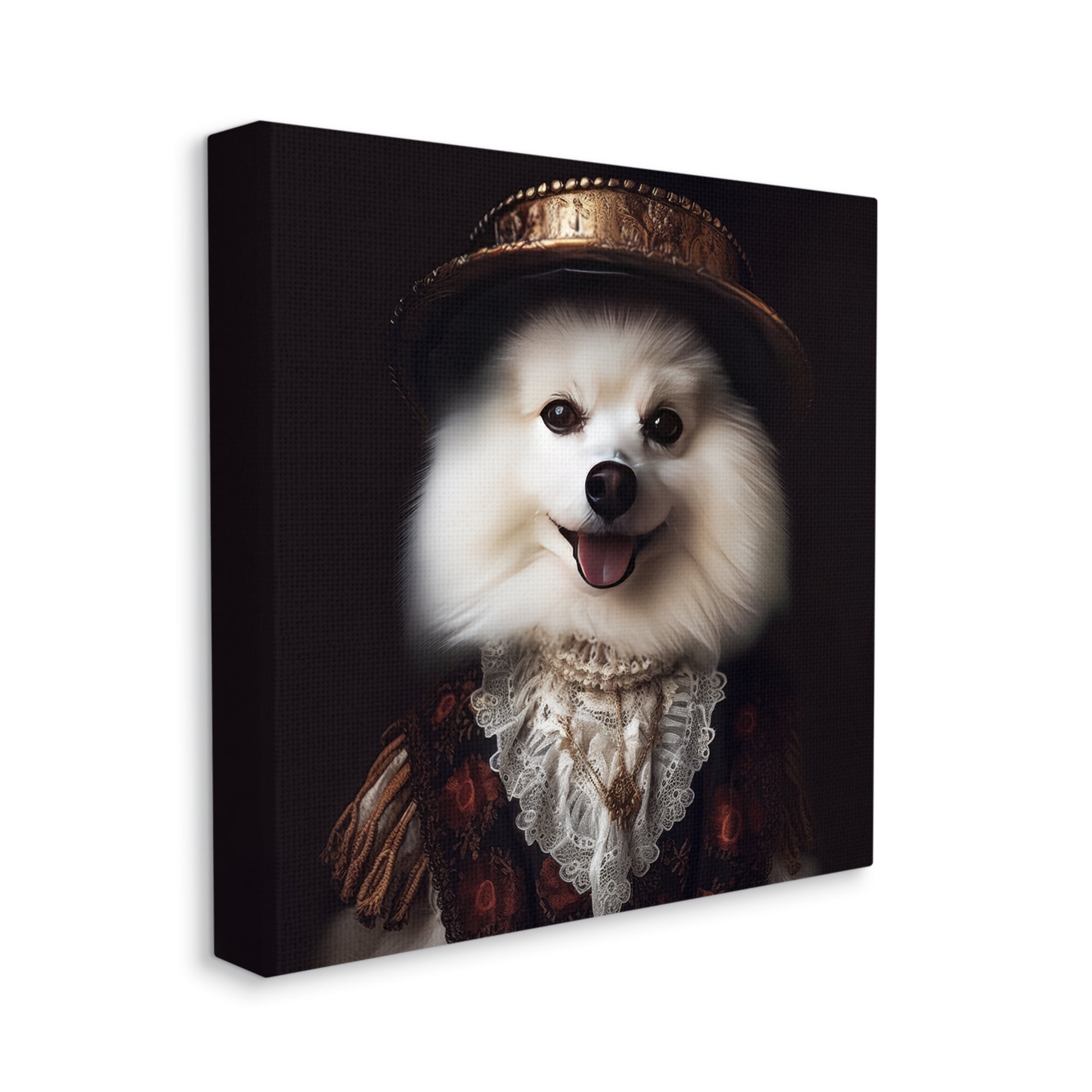 Stupell Industries Charming White Dog Outfit Animals & Insects Painting Gallery Wrapped Canvas Art Print Wall Art, 17 x 17