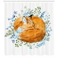 thumbnail image 3 of Ambesonne Fox Shower Curtain, Sleeping Fox Watercolors, 69"Wx75"L, Orange Blue Olive Green, 3 of 3