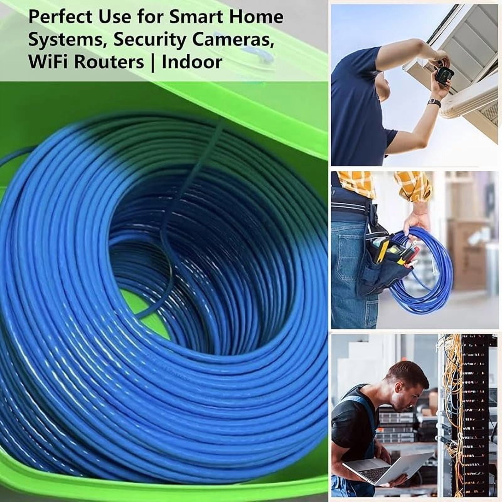 Davonpha 300ft Cat6 Ethernet Cable & Crimper Kit, 23AWG Solid Copper, 550MHz 2.5Gb/s, PoE++ (60W), for Security Cameras & Networking