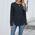 thumbnail image 2 of HVOBTTY Womens Long Sleeve Pullover T Shirt, Fall Tops for Women, Women's Fashion Solid Color Crew Neck Hollow Out Pullover Top Black, L, 2 of 5