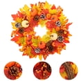 thumbnail image 2 of Couronne de Jour d'Action de Grâce Simulation Couronne de Feuilles d'Érable Citrouille Chandelier Couronne, 2 of 8