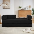 thumbnail image 5 of Leumius 4‑in‑1 Futon Sofa Bed,Floor Foldable Convertible Sofa Couch with L‑Shaped Armrests,Floor Sofa Lounge Couch for Living Room Bedroom Lounge Studio, Tool-Free Assembly,Black, 5 of 13