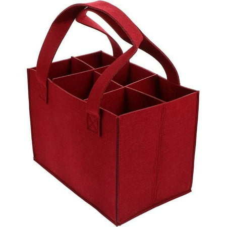 

Red Felt Wine Bottle Bag for 6 Bottles - Perfect for Parties Travel and Picnics