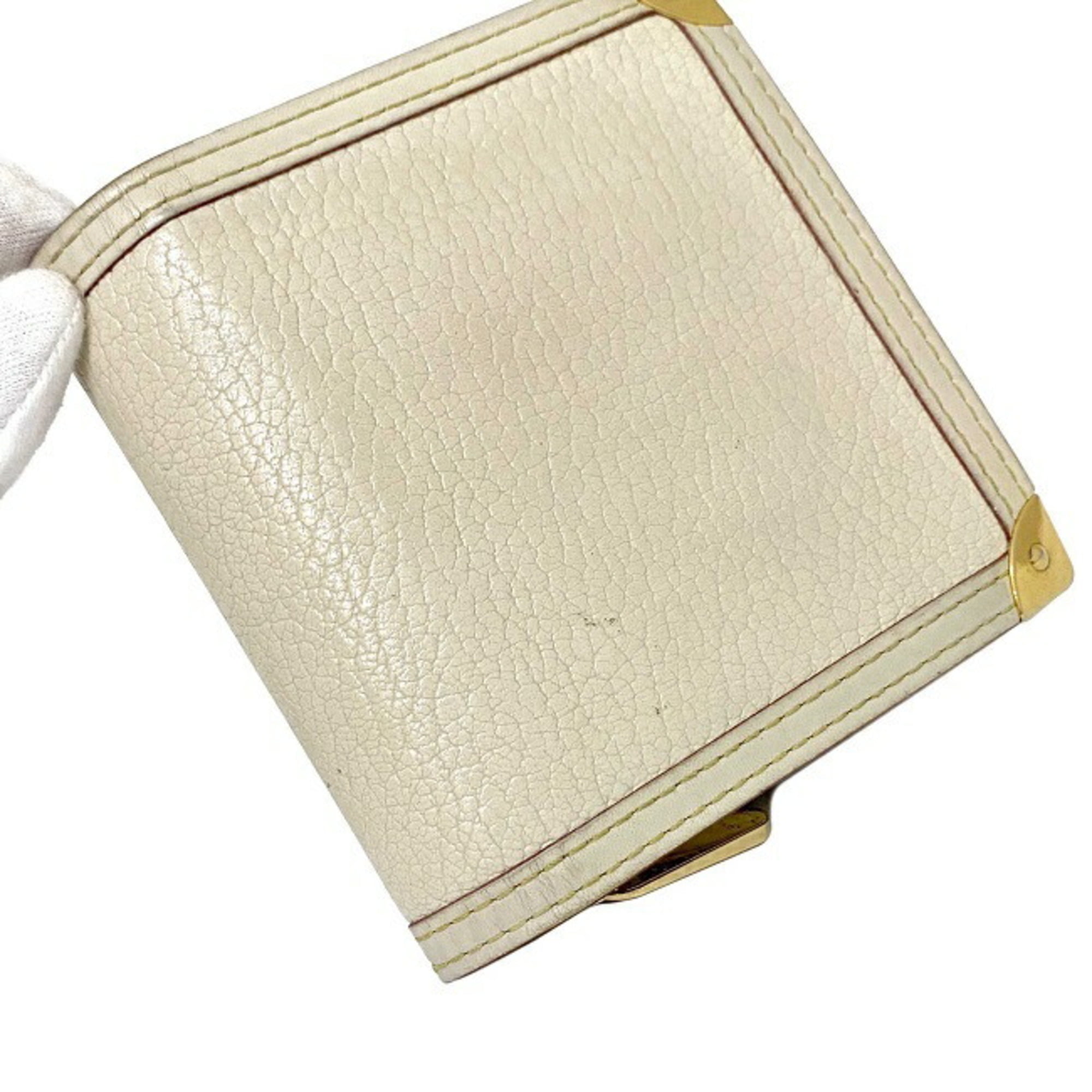 LOUIS VUITTON Bifold Wallet Zip White Gold Bron Suhari M91831 Leather  MI0015 Coi