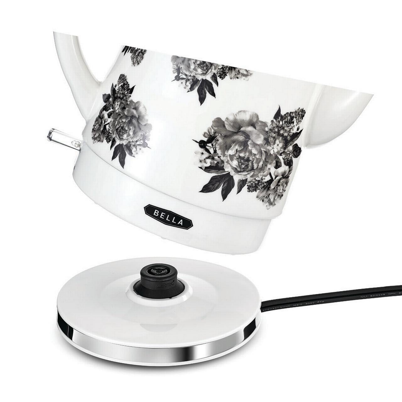  BELLA 1.5 Liter Electric Ceramic Tea Kettle with Boil Dry  Protection & Detachable Swivel Base, Black Floral: Home & Kitchen