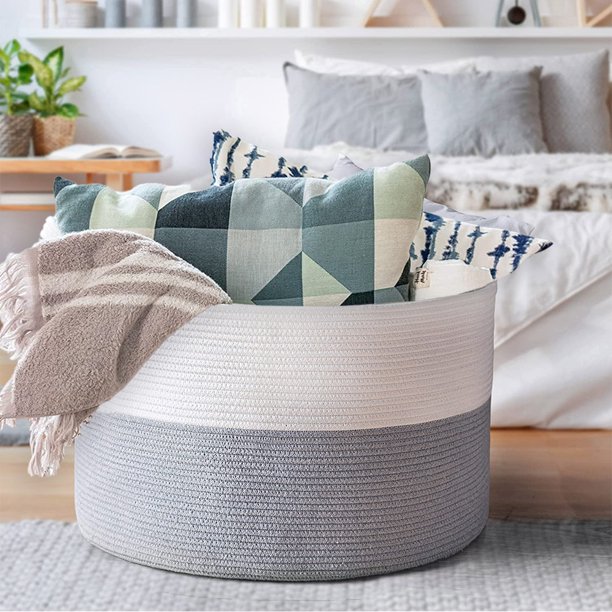 A*Homeist Extra Large Woven Laundry Basket Cotton Rope Basket (23.6x14