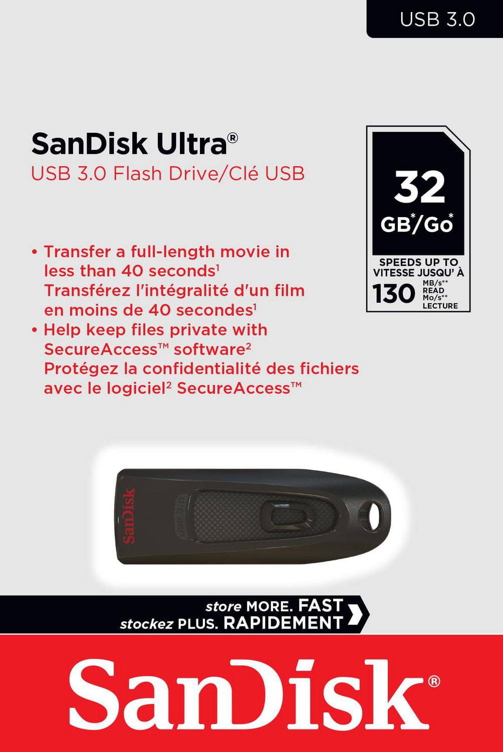 SanDisk Ultra® USB 3.0 Flash Drive, 32GB, Transfer A Full-Length Movie