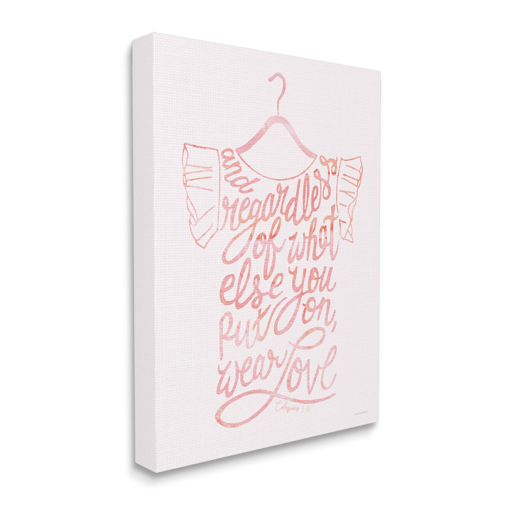 Stupell Industries Wear Love Fashion Calligraphy Religious Inspirational Quote Graphic Art Gallery Wrapped Canvas Print Wall Art, Design by Kamdon Kreations