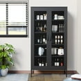thumbnail image 5 of Modern Mesh Storage Cabinet, Free Standing Tall Pantry, Cupboard Metal Display Cabinet for Living Room, Kitchen, Dining Room  Black, 5 of 16