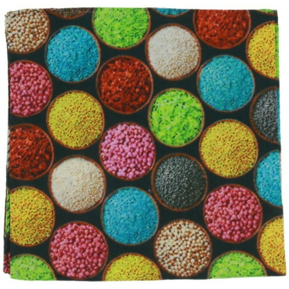 Altea Men's Black Colorful Multi Donut Cotton Pocket Square - One Size