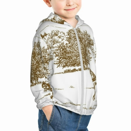 

Uemuo Horse Rider In Field Pattern Rash Guard for Boys Girls Long Sleeve Swim Shirts UPF 50+ UV Sun Protection Hooded Fishing Shirt with Pocket for Kid-18 Months