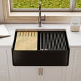 thumbnail image 5 of 30 in. Farmhouse/Apron-Front Single Bowl Fireclay Workstation Kitchen Sink in Matte Black, 5 of 10