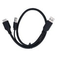 thumbnail image 2 of Câble de Données d'Alimentation Type USB-A vers USB 2.0 Micro B Y Type Mâle à Mâle pour Disque Dur Mobile Noir, 2 of 7
