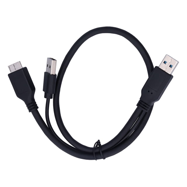Cable de datos de alimentación USB-A a USB 2.0 Micro BY tipo macho a macho para disco duro móvil negro